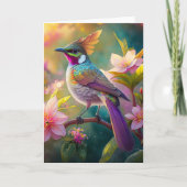 Sinaasappel Crested Rainbow Jay Fantasy Bird Kaart (Voorkant)