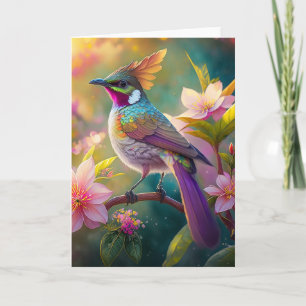 Sinaasappel Crested Rainbow Jay Fantasy Bird Kaart