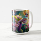 Sinaasappel Crested Rainbow Jay Fantasy Bird Koffiemok (Voorkant rechts)