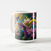 Sinaasappel Crested Rainbow Jay Fantasy Bird Koffiemok (Voorkant links)