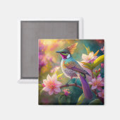 Sinaasappel Crested Rainbow Jay Fantasy Bird Magneet (Voorkant / Achterkant)