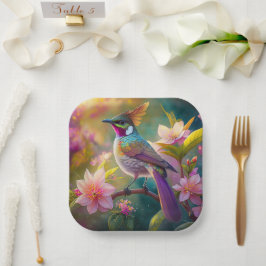 Sinaasappel Crested Rainbow Jay Fantasy Bird Papieren Bordje