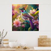 Sinaasappel Crested Rainbow Jay Fantasy Bird Poster (Keuken)