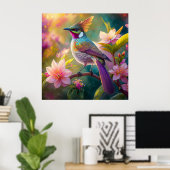 Sinaasappel Crested Rainbow Jay Fantasy Bird Poster (Thuiskantoor)