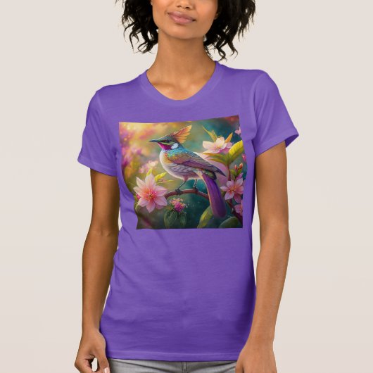 Sinaasappel Crested Rainbow Jay Fantasy Bird T-shirt (Voorkant)
