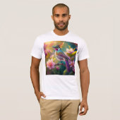 Sinaasappel Crested Rainbow Jay Fantasy Bird T-shirt (Voorkant volledig)