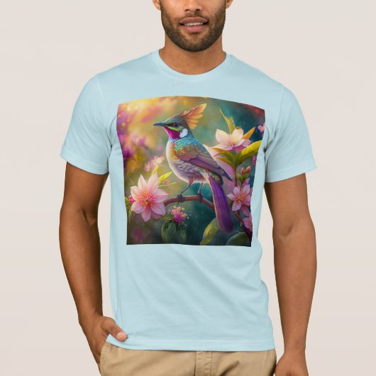 Sinaasappel Crested Rainbow Jay Fantasy Bird T-shirt (Voorkant)