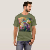 Sinaasappel Crested Rainbow Jay Fantasy Bird T-shirt (Voorkant volledig)