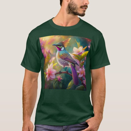 Sinaasappel Crested Rainbow Jay Fantasy Bird T-shirt (Voorkant)