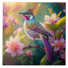 Sinaasappel Crested Rainbow Jay Fantasy Bird Tegeltje