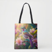 Sinaasappel Crested Rainbow Jay Fantasy Bird Tote Bag (Voorkant)
