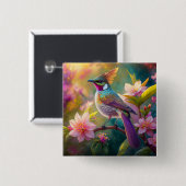 Sinaasappel Crested Rainbow Jay Fantasy Bird Vierkante Button 5,1 Cm (Voorkant /achterkant)