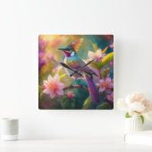 Sinaasappel Crested Rainbow Jay Fantasy Bird Vierkante Klok (Huis)