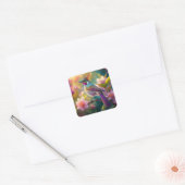 Sinaasappel Crested Rainbow Jay Fantasy Bird Vierkante Sticker (Envelop)