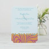 Sinaasappel Crush Aqua Fuchsia wervelt op zilver Kaart (Staand voorkant)