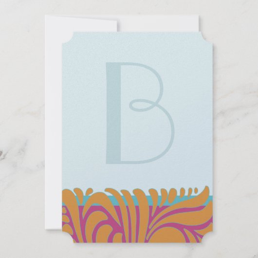 Sinaasappel Crush Aqua Fuchsia wervelt op zilver Kaart (Achterkant)