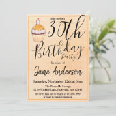 Sinaasappel Cupcake 30e verjaardag Kaart (Staand voorkant)