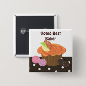 Sinaasappel Cupcake Beste Bakker Vierkante Button 5,1 Cm (Voorkant /achterkant)