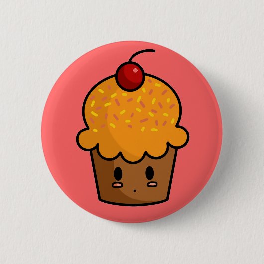 Sinaasappel Cupcake Button (Voorkant)