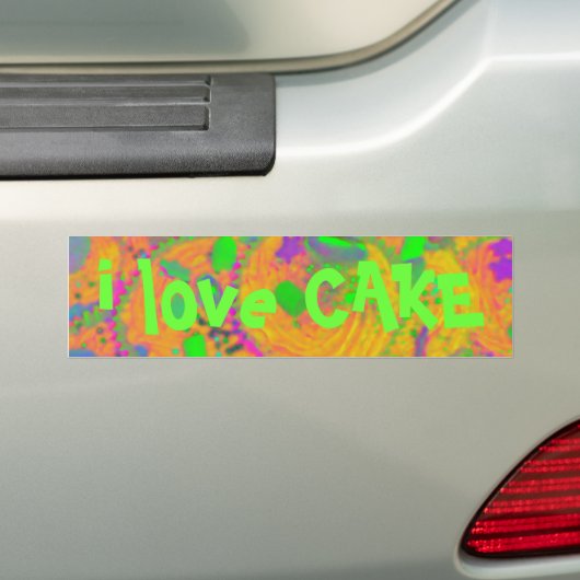 Sinaasappel Cupcakes "I love cake" bumpersticker (Op auto)