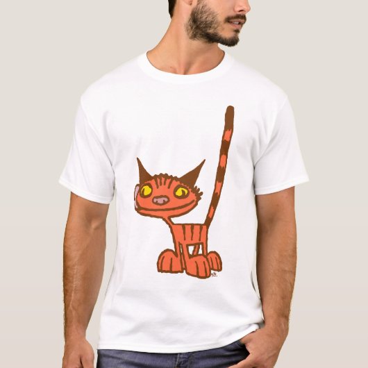 Sinaasappel Cute en Cool Kat cartoon T-shirt (Voorkant)