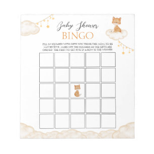 Sinaasappel Cute Fox Baby shower Bingo Notitieblok