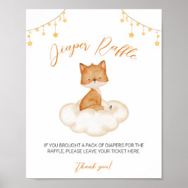 Sinaasappel Cute Fox Baby shower Diaper Raffle Pos Poster