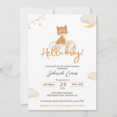 Sinaasappel Cute Fox Baby shower Kaart (Voorkant)