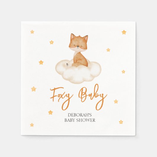 Sinaasappel Cute Fox Baby shower Servet (Voorkant)