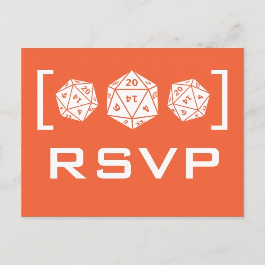 Sinaasappel D20-desktop gamer RSVP-Briefkaart Uitnodiging Briefkaart (Voorkant)