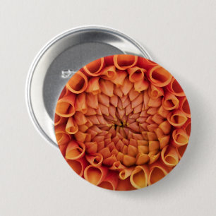 Sinaasappel dahlia bloem in het midden ronde button 7,6 cm