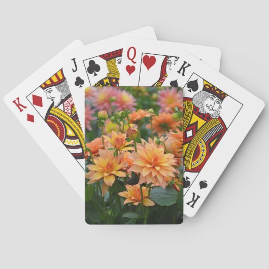 Sinaasappel dahlia bloementuin pokerkaarten (Achterkant)