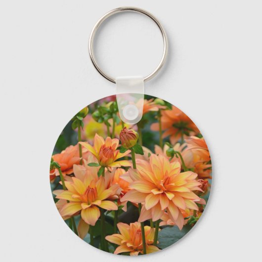 Sinaasappel dahlia bloementuin sleutelhanger (Voorkant)