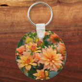 Sinaasappel dahlia bloementuin sleutelhanger (Voorkant)