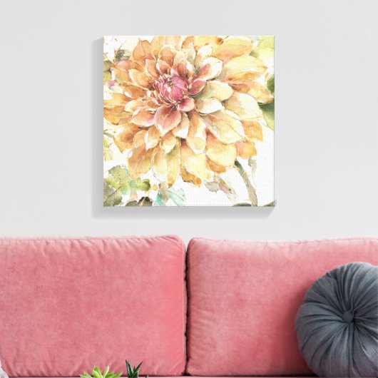 Sinaasappel Dahlia Canvas Afdruk (Insitu (Woonkamer))