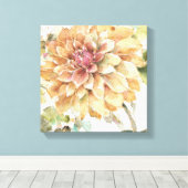 Sinaasappel Dahlia Canvas Afdruk (Insitu (Houten vloer))