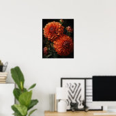 Sinaasappel Dahlia Flowers Art Print Poster (Thuiskantoor)
