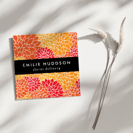 Sinaasappel Dahlia Flowers, Bloemenwinkel, Bloemen Vierkante Visitekaartje