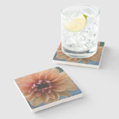 Sinaasappel Dahlia I Stenen Onderzetter (Zijkant)