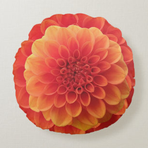 Sinaasappel Dahlia Rond Kussen