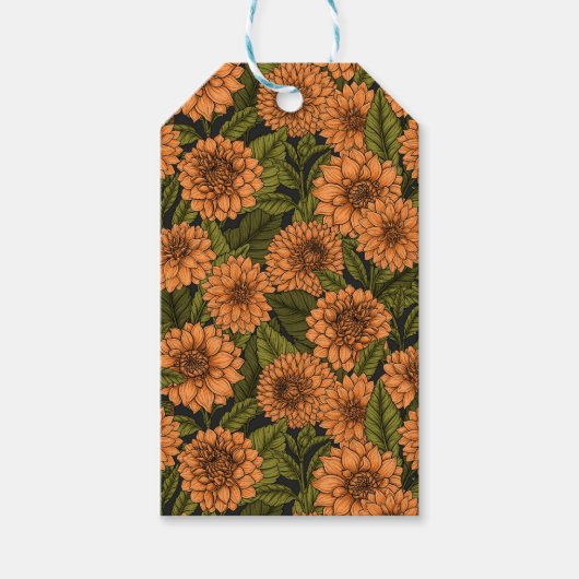 Sinaasappel Dahlia tuin Cadeaulabel (Voorkant)