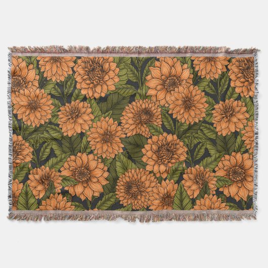 Sinaasappel Dahlia tuin Deken (Voorkant)