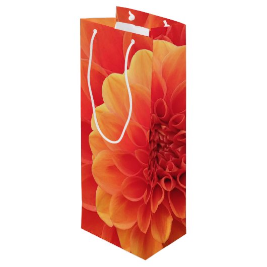 Sinaasappel Dahlia Wijn Cadeautas (Achterkant Gekanteld)
