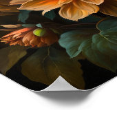 Sinaasappel Dahlias Bloemenkunst Print Poster (Hoek)