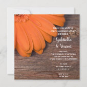 Sinaasappel Daisy en Barn Wood Couples Wedding Sho Kaart (Voorkant)