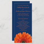 Sinaasappel Daisy Flower Navy Blue bruiloft progra Programmakaart (Voorkant / Achterkant)