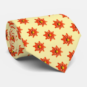 Sinaasappel Daisy Flowers Mode Boter Geel Trendy Stropdas