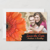 Sinaasappel Daisy Foto Bruiloft Save the Date Magn Magnetische Uitnodiging (Voorkant)