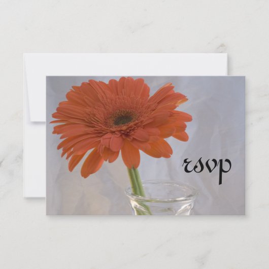 Sinaasappel Daisy in Vase Wedding RSVP Response Ka (Voorkant)