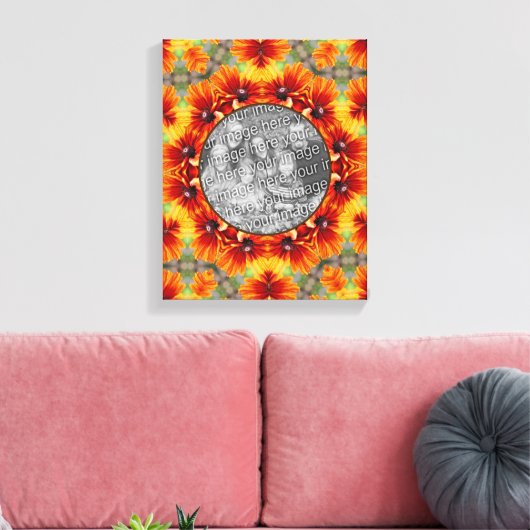 Sinaasappel Daisy Lijst Creëer Uw eigen foto Canvas Afdruk (Insitu (Woonkamer))